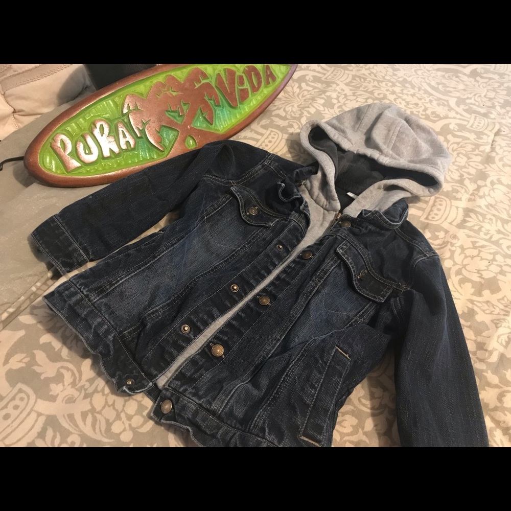 Jean jacket with hoodie VGUC